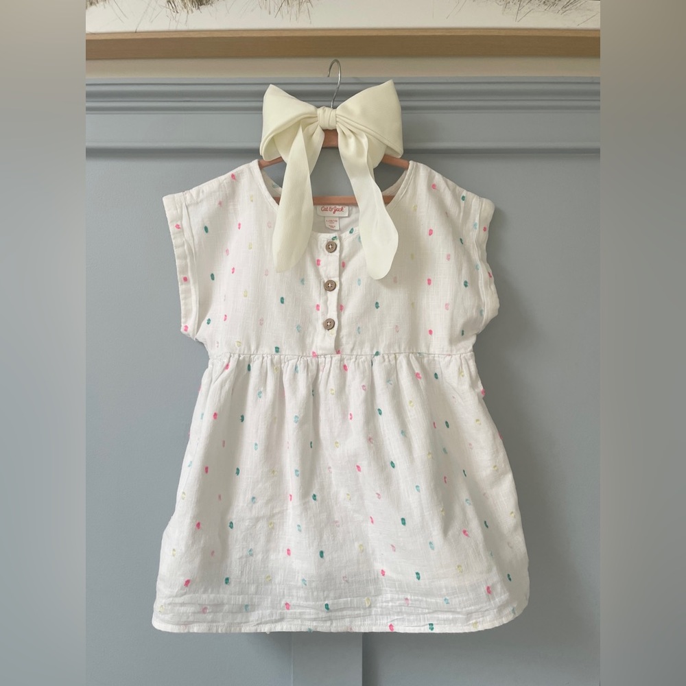Girls Cat & Jack Confetti Empire + Pouf Top Size L 10/12